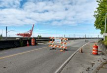City Seeking Contractor for West Seattle Bridge Repair Streets Closed sign in Youngstown bars access to the West Seattle Bridge. (Photo by Doug Trumm)
