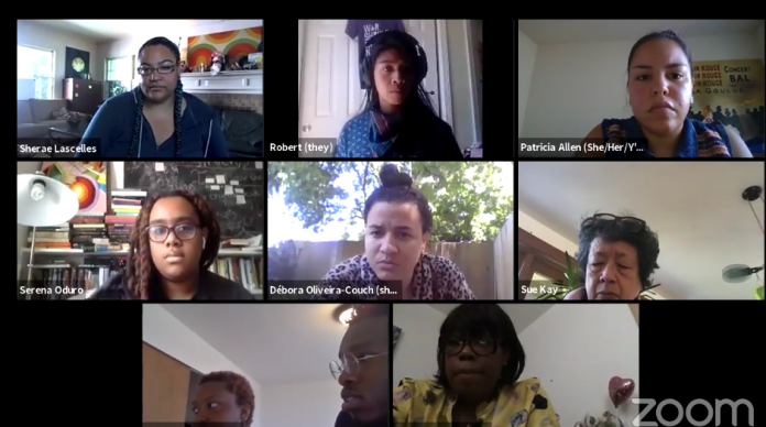 Sherae Lascelles, Robert, Patricia Allen, Serena Oduro, Debora Oliveira-Couch, and more shared the screen during the Community Teach In.
