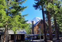 Five Concepts That Will Change Planning and Growth Management in Washington Some Douglas firs and Mount Tahoma frame National Park Inn wooden lodge in Longmire.