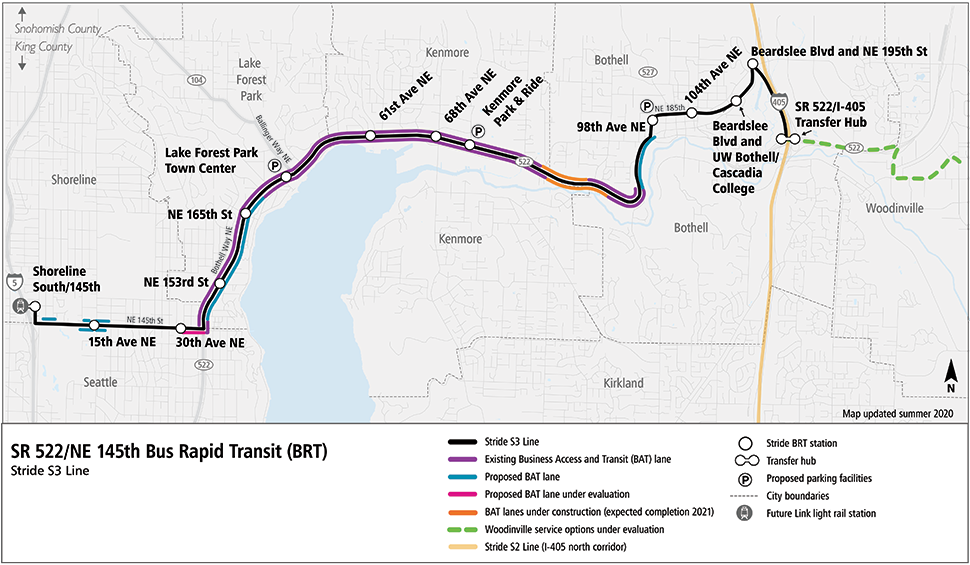 General S3 Line corridor with conceptual stops and improvements. (Sound Transit)