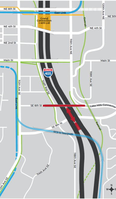 Option 5: express toll lane access to/from south at SE 6th Street. (City of Bellevue)