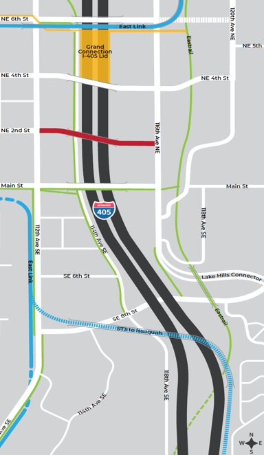 Option 3: NE 2nd Street Extension to Wilburton. (City of Bellevue)