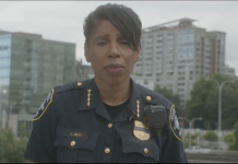 Chief Best Resigns After Seattle Council Trims 100 Police Officer Positions Chief Best with a Downtown Seattle buildings and street behind her. Video is here: https://www.seattle.gov/police/together
