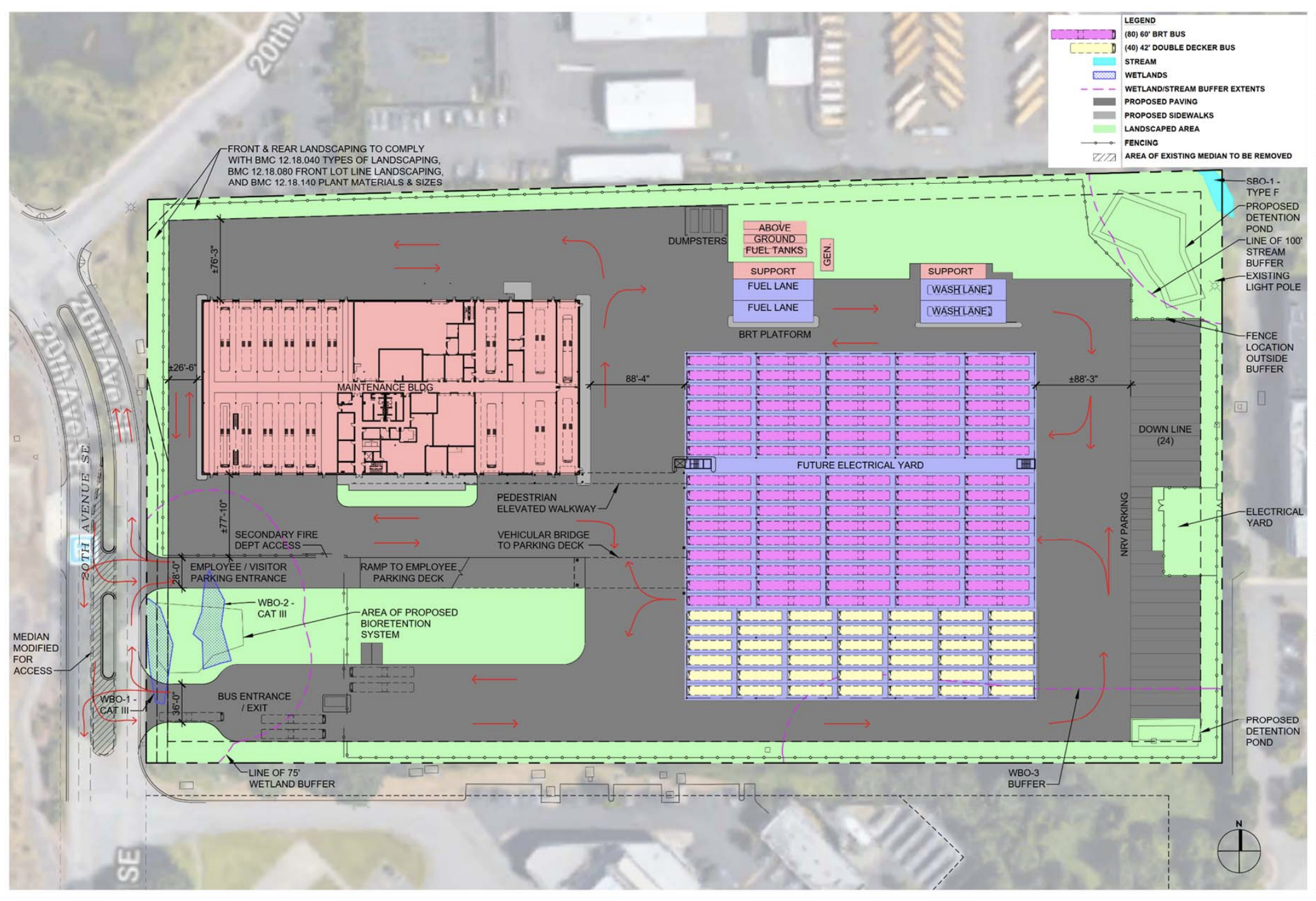 Preliminary site plan layout of the bus base. (Sound Transit)