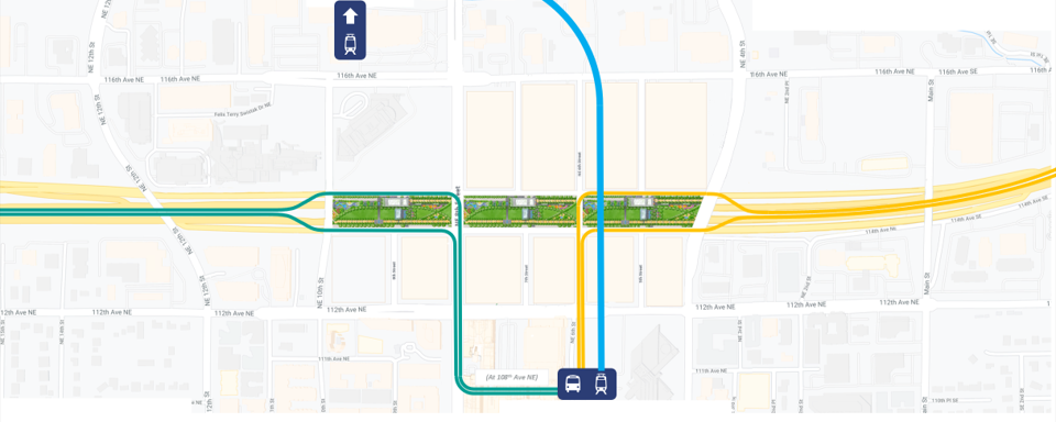 Stride Bus Rapid Transit exits I-405 for a few blocks to reach Downtown Bellevue, and the reconfigured ramps would still allow that.