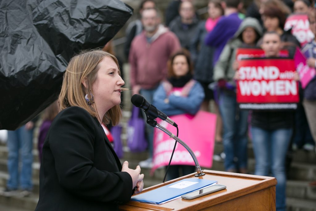 Noel Frame at a Stand with Women rally