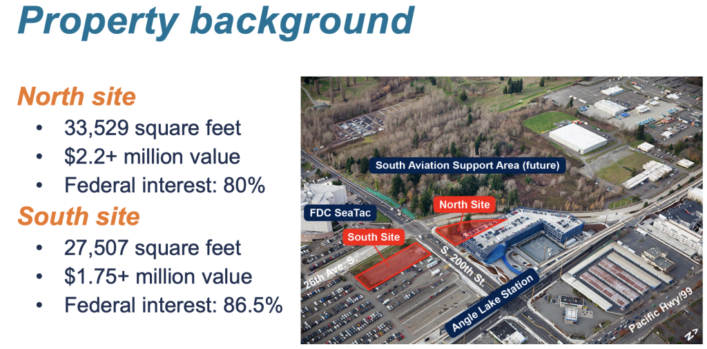 The location and high level details about the Angle Lake Station surplus sites. (Sound Transit)