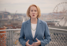 Durkan Leaves Behind a Mess After Four Rudderless Years Mayor Durkan with Ferris wheel and Seattle waterfront in background