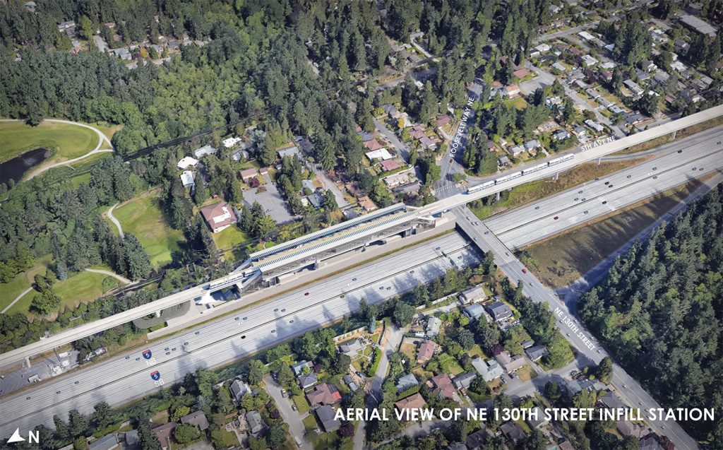 Aerial view of the station rendered. Courtesy of Sound Transit