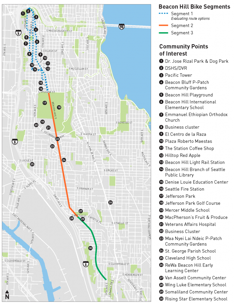 The entirety of the Beacon Hill safe bike route planned for 2023. (City of Seattle)