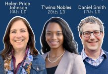 These Races Could Cement Progressive Majorities in Olympia A graphic with headshots of Helen Price Johnson (10th LD), T'wina Nobles (28th LD) and Daniel Smith (17th LD).