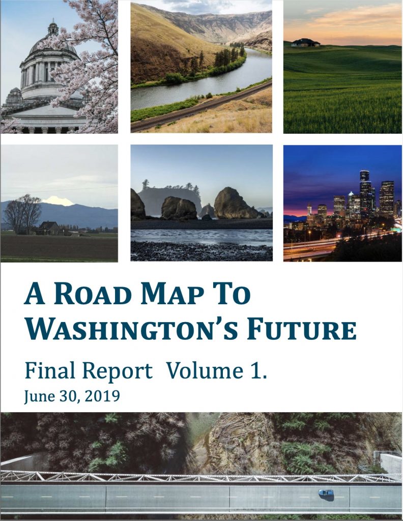 The first of four (4!) covers for volumes of the A Road Map To Washington's Future report. (Ruckelshaus Center)