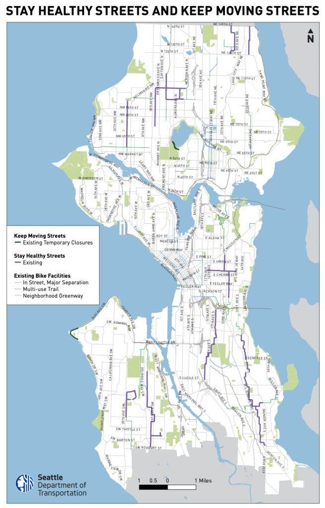 Streets noted in thick purple lines are Stay Healthy Street. (City of Seattle)