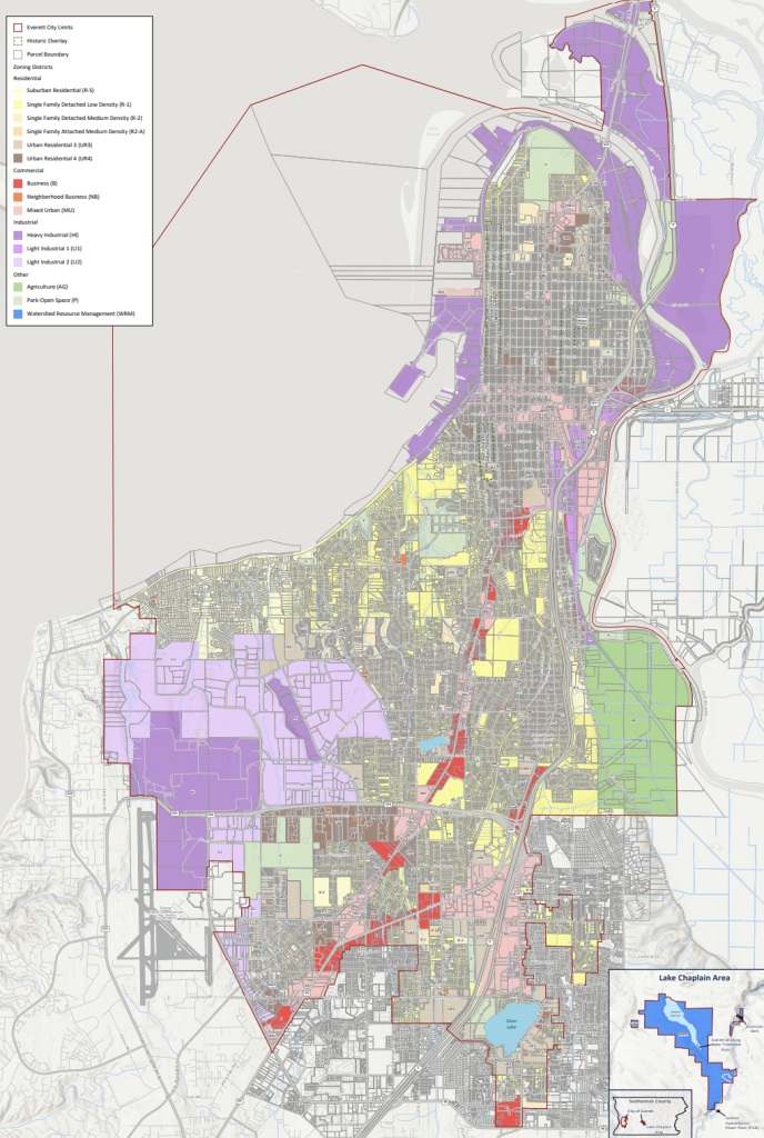 The new zoning map for Everett. (City of Everett)