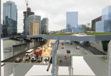 8 Takeaways from Seattle’s Lid I-5 Feasibility Study A park-like is shown over the freeway trench in this cross section.