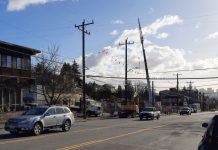 Stone Way: Still Booming The view of the downtown skyline looking down Stone Way with a construction site.