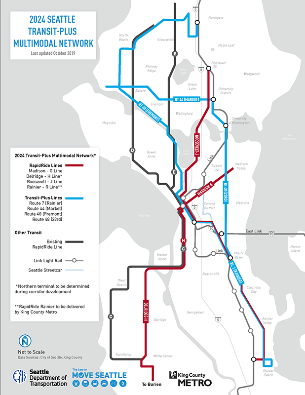 The seven "transit-plus" corridors had been originally all been envisioned as RapidRides.
