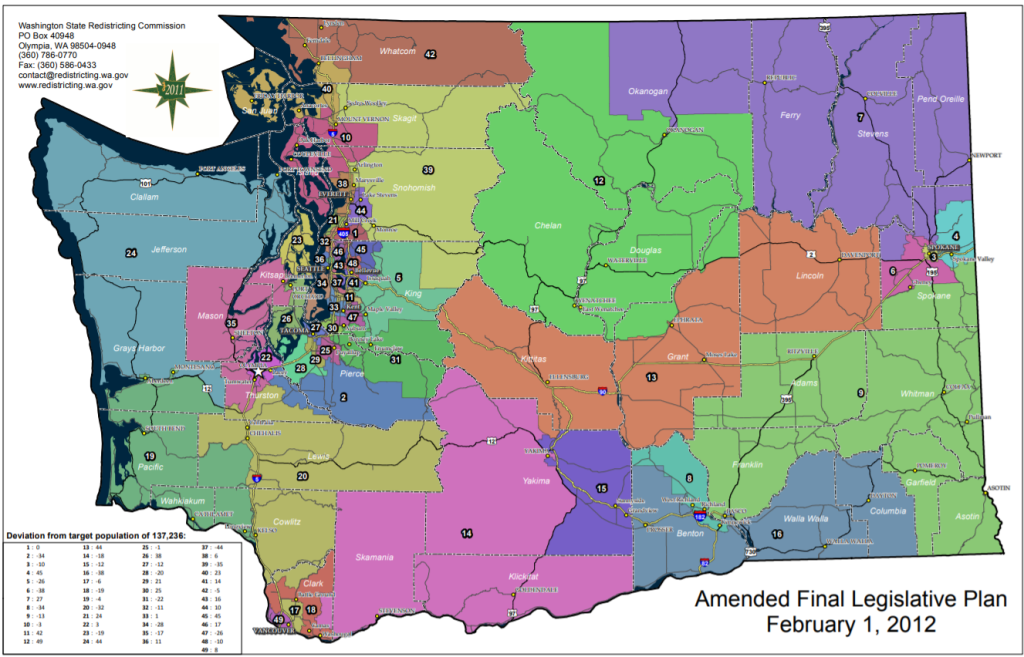 The 2012 map redrew the 49 districts with each having just over 137,000 residents as of the 2010 Census.