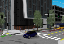 Reclaiming NE 45th Street from Cars NE 45th street with a two-way protected bike lane on the south side of the street.