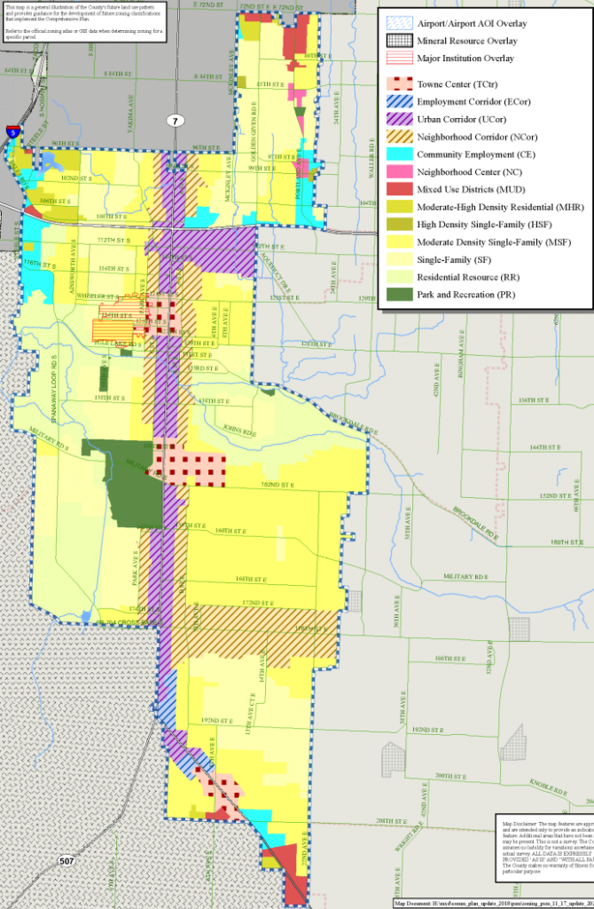 Parkland-Spanaway-Midland zoning changes by the update. (Credit: Pierce County)