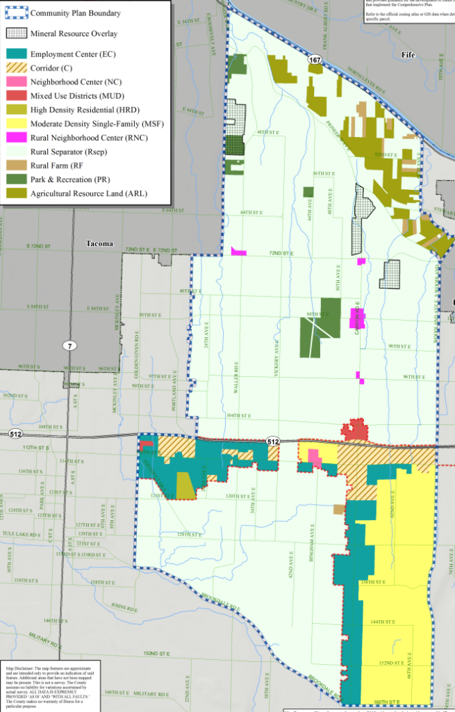 Mid-County zoning changes by the update. (Credit: Pierce County)