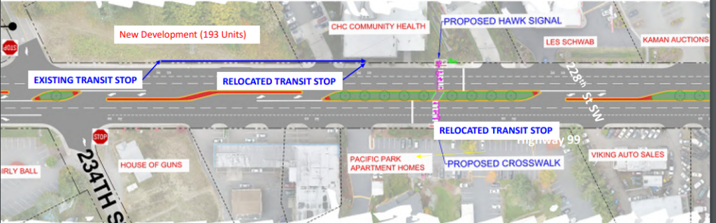 Proposed crosswalk between 234th St SW and 230th St SW. (Credit: City of Edmonds)