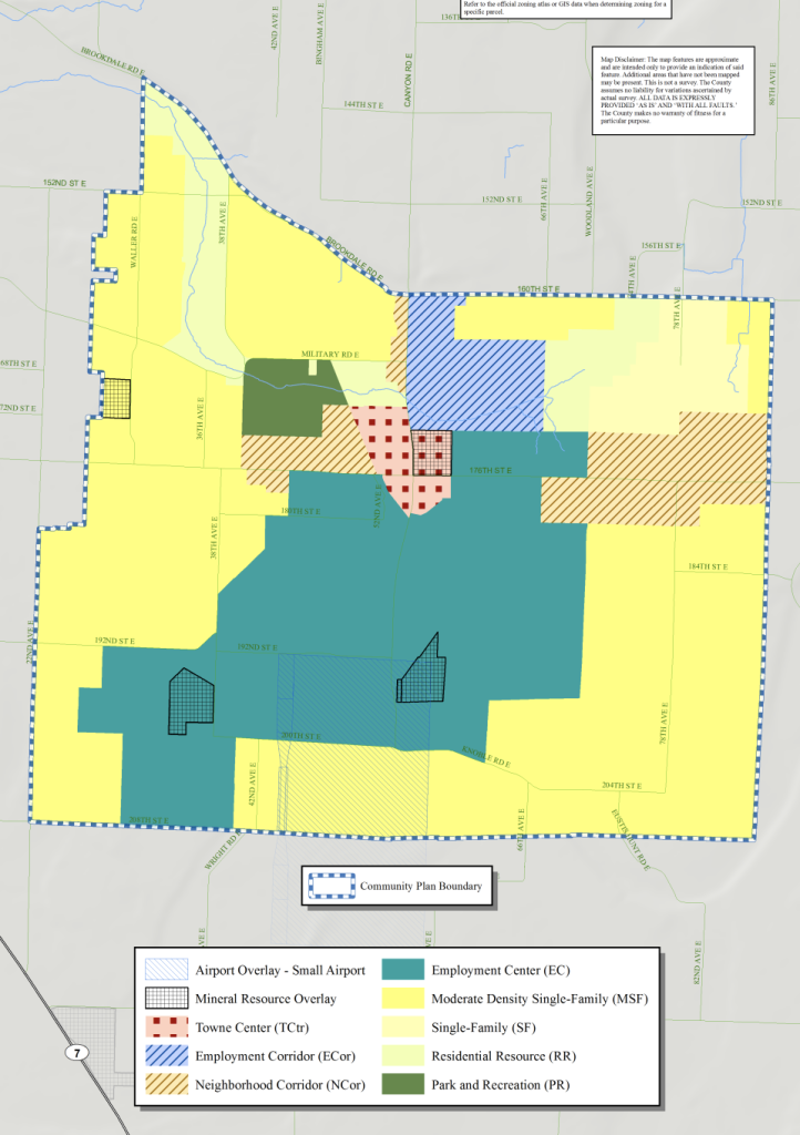 Frederickson zoning changes by the update. (Credit: Pierce County)