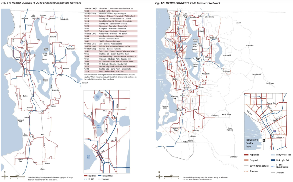 Vision of an interconnected RapidRide network by 2040 in the original Metro Connects document. (King County)