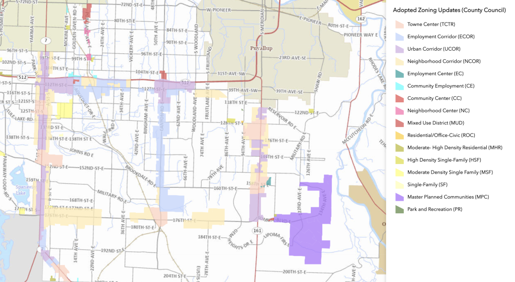 Overview of zoning changes by the update. (Credit: Pierce County)