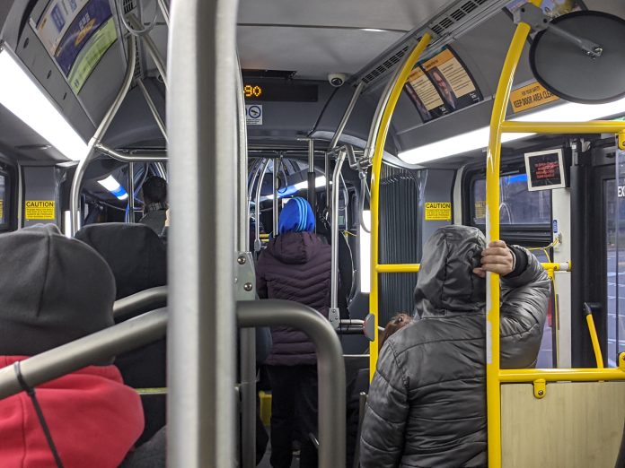 Riders on a Metro bus.