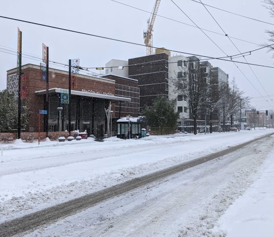 What We’re Reading: Parked Out, Delayed Again, and HSR Now A snowy Beacon Hill near the local light rail station. (Owen Pickford)
