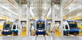 An inside view of the Seattle operations and maintenance facility. (Sound Transit)