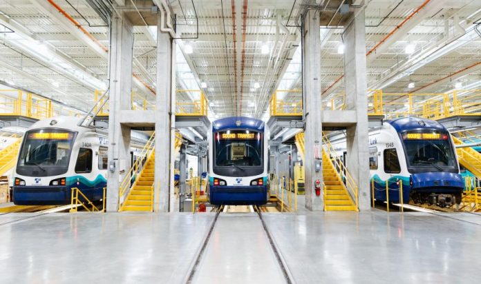An inside view of the Seattle operations and maintenance facility. (Sound Transit)