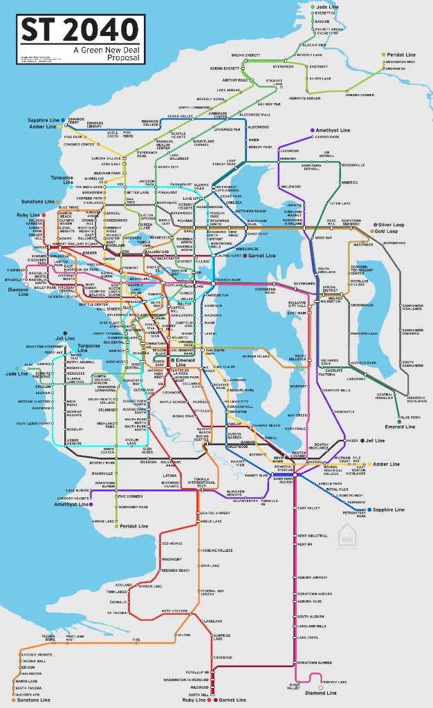 Ace Houston proposed a ST 2040 plan in 2020 with a goal of every Seattle resident living within a 10-minute walk of a rapid transit stop. (Credit: Andrew Grant Houston)