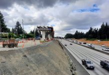 Draft Plan Inches Toward Modest Upzones around 130th and 148th Street Link Stations A light rail guideway rises on the edge of the I-5 freeway trench at the 130th Street overpass in Seattle.