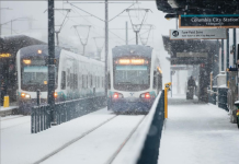Sound Transit Previews Conceptual Framework to Help Determine Fate of ST3 Projects Two Link trains at Columbia City Station in the February snow.