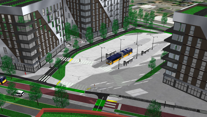 Mount Baker Transit Station reimagined with dense housing instead of parking lots.
