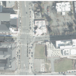 Station locations in Bothell on NE 185th St near Pop Keeney Park. Stations are noted in blue as well as a planned parking garage. (Sound Transit)