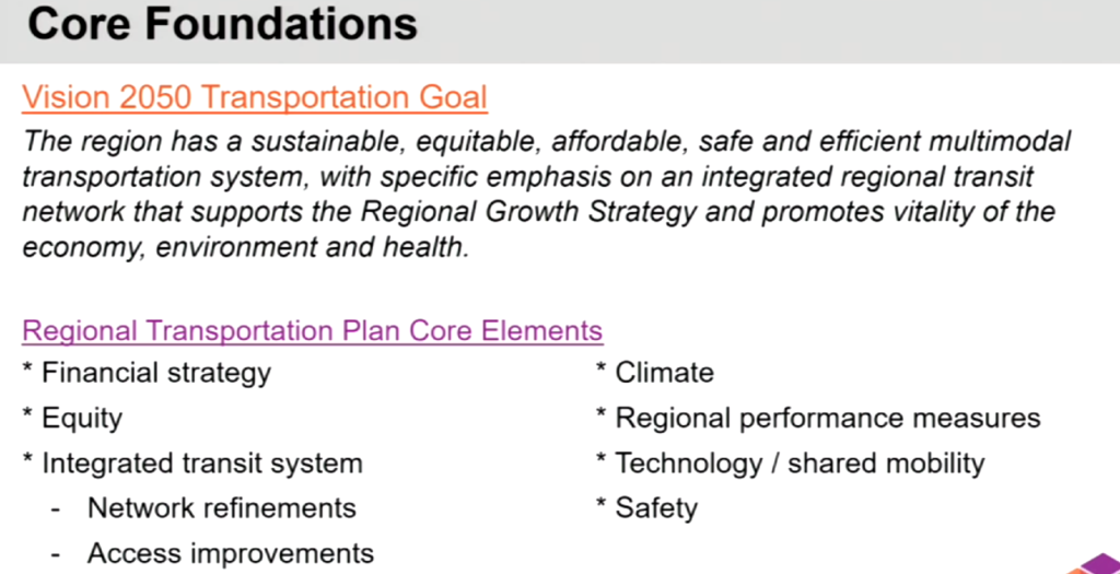 Core priorities of the plans. (Credit: Puget Sound Regional Council)