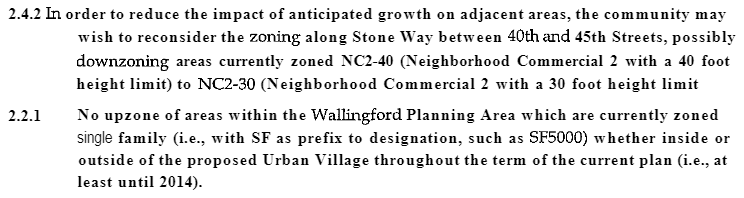 Text of the Wallingford Plan advocating to downzone portions of Wallingford.