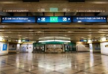 Sound Transit Updates Station Wayfinding and Seattle Implements New Street Wayfinding Mockup of what new overhead wayfinding signs will look like at Westlake Station. (Sound Transit)