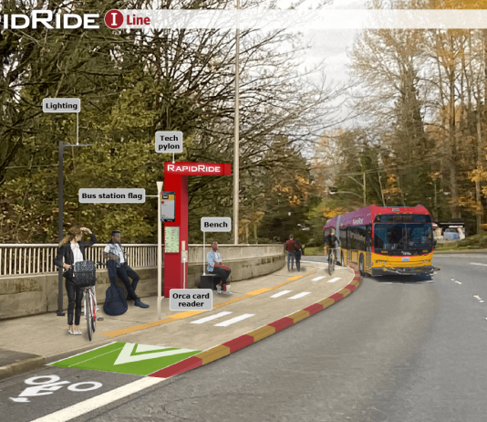 Metro Reveals Tiered Plan for RapidRide I Stations Tier 3 station rendering. (King County)