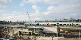 The new Northgate Station where light rail vehicles are being tested for a fall opening. (Sound Transit)