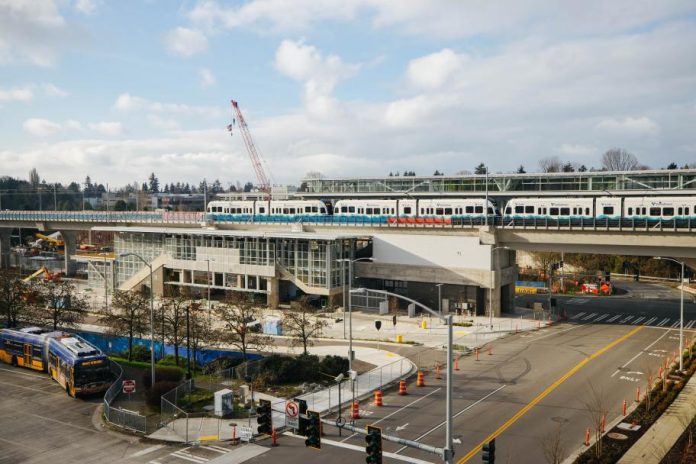 The new Northgate Station where light rail vehicles are being tested for a fall opening. (Sound Transit)