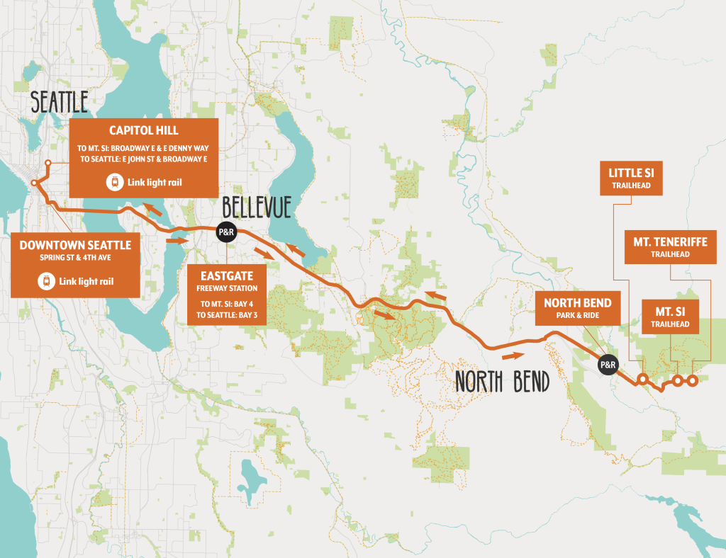 Trailhead Direct map for the Mount Si route. (King County)