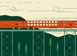 Mountain Ferry on Rails Could Help Fund Stampede Pass Upgrades Artist concept of what a "WSDOT Ferry Style" car shuttle might look like. (Art by Patrick Fesler)