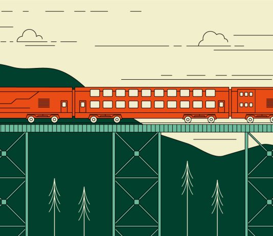 Mountain Ferry on Rails Could Help Fund Stampede Pass Upgrades Artist concept of what a "WSDOT Ferry Style" car shuttle might look like. (Art by Patrick Fesler)