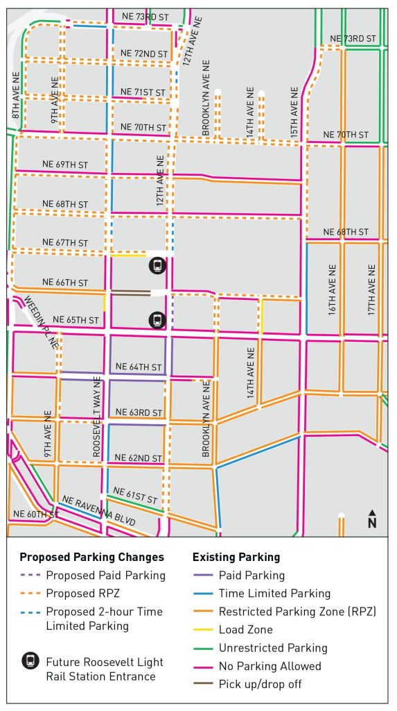 The proposed parking regulation changes in Roosevelt. (City of Seattle)