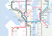 Lots of Love for Transit at the Seattle Subway Mayoral Forum A map of the Seattle Subway's vision map of a light rail system made of seven lines that would cover much of the city.