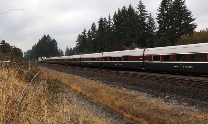 An Amtrak Cascades trainset with Talgo equipment and Siemens Charger locomotive. (Amtrak Cascades)